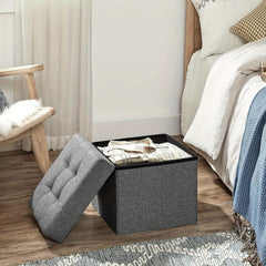 Storage Stool Padded Foldable Bench, Chest with Lid, 40L Capacity, Holds Up to 300kg, for Bedroom, Hallway, Living Room
