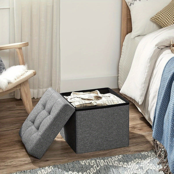 Storage Stool Padded Foldable Bench, Chest with Lid, 40L Capacity, Holds Up to 300kg, for Bedroom, Hallway, Living Room