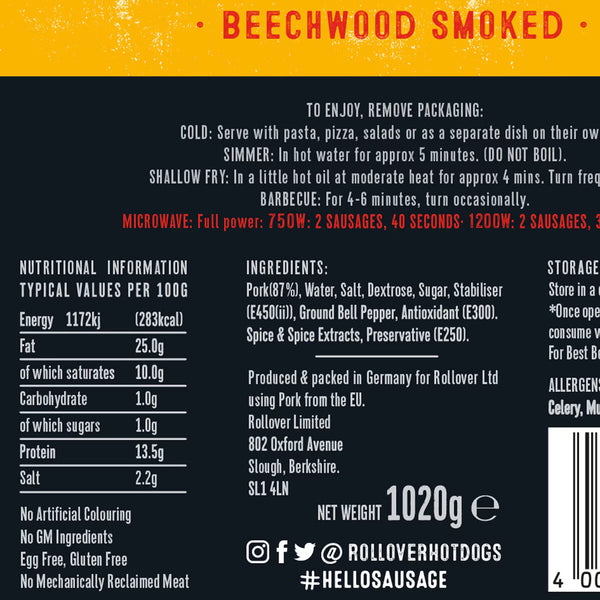 Rollover Bockwurst Hot Dogs, 12 X 85G