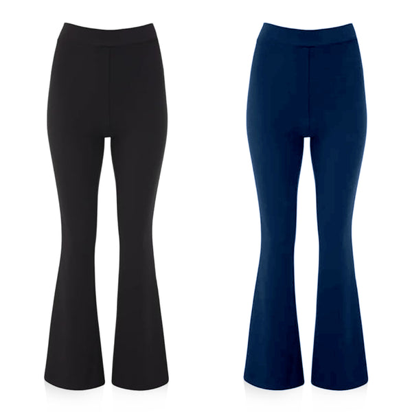 Ladies Flared Trousers Stretch Fit Comfort Fit High-Waisted Flared Pants Suitable For Nurses, Carers, Teachers, School Uniform, Yoga, Travel, Casual, Office Wear