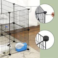 Pet Enclosure, 2 Levels, Modular Enclosure for Small Animals, Hamsters, Rabbits, Guinea Pigs, Mesh Panels, Indoor Use, 143 X 73 X 71 Cm