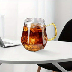 10 Oz Clear Glass Espresso Cups Set of 2/4 Coffee Cups with Handle Crystal Coffee Mug Borosilicate Heat Resistant for Liquor Tea Beverages Milk Latte Cappuccino