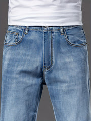 Geng Yuanshi High-End Summer Men's Jeans New Trend Fashion Straight-Leg Light Business Stretch Denim Pants