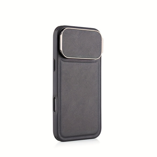 Shockproof Phone Case for iPhone 17 Pro Max Synthetic Faux Leather Cover Integrated Camera Protector Full Edge Protection Non-Slip Comfort Grip