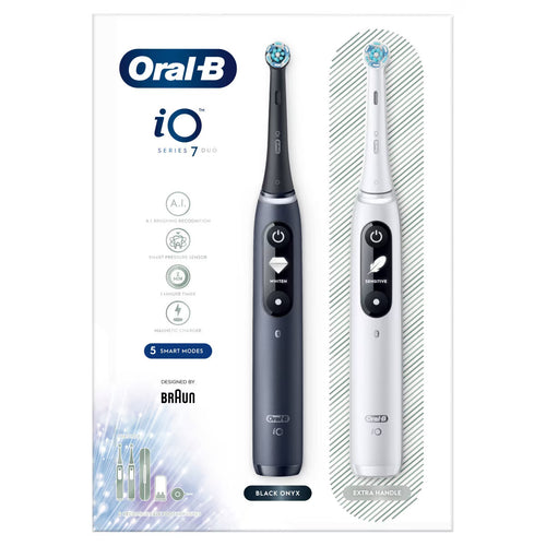 Oral B Io7 Duo Pack White and Black Toothbrushes