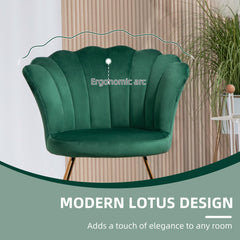 Modern Armchair, Velvet Tufted Accent Chair with Lotus Backrest, Occasional Chair with Steel Legs for Living Room, Bedroom