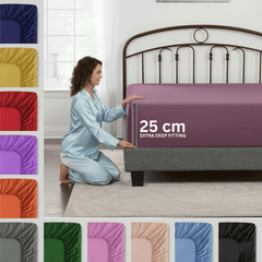 Microfiber Fitted Sheet Bed Sheet Hotel Quality Bedding Ultra Soft & Breathable Brushed Microfiber 25cm Deep Pocket Fitted Sheet