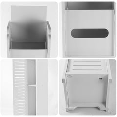 White Free Standing Toilet Paper Roll Holder Wooden Bathroom Storage Cabinet UK