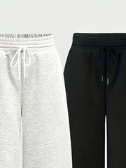 Two-Pack Casual Pants for Women: Simple Front-Tie Loose Fit Wide-Leg Trousers, Perfect for Spring, Summer, and Fall - Everyday Comfortable Wear