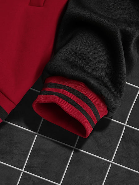 Men's Fashion Casual 69 Set - Color Block Campus Style Jacket - A-69 Letter Print - Excludes Innerwear and Hat - Xingfan OBM