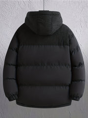 2025 New Winter Removable Hood Jacket Men'S Casual Print Hooded Coat Thick Trendy Jacket Top Men'S