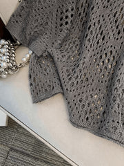 Plus Size - Plus Size - Plus Size Women'S Cashew Flower Loose Temperament Hollow Round Neck Pullover Long Sleeve Sweater