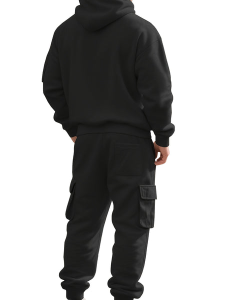 Men'S Fashion Casual Athletic Hooded Zipper Decor Casual Set