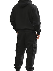 Men'S Fashion Casual Athletic Hooded Zipper Decor Casual Set