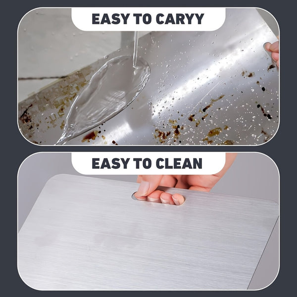 Three Stainless Steel Plates, Sturdy And Easy to Maintain, Suitable for Cutting Fruits, Vegetables, Meat, And Bread, Equipped with Safe Cutting Boards, Easy to Clean Kitchen Preparation Mats, Meals, Cutting Boards, Multifunctional Kitchen Tools