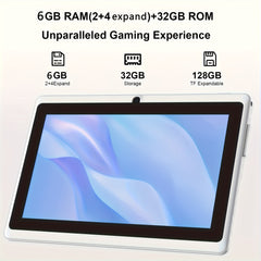 2025 Android 11 tablet, 7-inch tablet with protective case, 6GB (2+4expand) RAM+32GB ROM quad core processor, 2.0MP front+2.0MP rear camera, 3000mAh IPS tablet, Wi Fi tablet, birthday gift, Father's Day