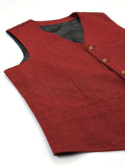 Men'S Vest Wool Blend Herringbone Vintage Men'S Fashion Vest, Groom Best Man Formal Wedding Party Casual Vest