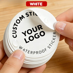 50/100pcs Personalized Custom Stickers Suitable for Various Occasions - /Small Round Labels with Self-Defined Photos/Logos/Text, Glossy Synthetic Paper Suitable for Wedding Invitations, Birthday Party Decorations, Thank You Gifts