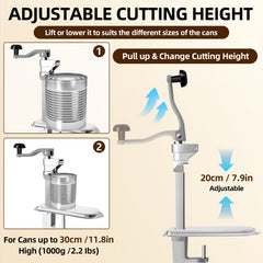 Heavy-Duty Commercial Can Opener - Stainless Steel Manual Can Lid Opener with Lever Handle, for Home, Restaurant, Commercial Kitchens - Opens Large Cans up to 25.4cm Tall - Durable & Easy-Clean Design, Can Openers for Kitchen, Restaurant Essentials, Kitch