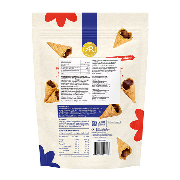 Chocconi Mini Milk Chocolate Wafer Cones, 397G