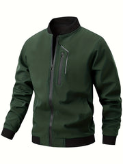 Men'S Casual Bomber Jacket | Spring-Autumn, Non-Stretch, Baseball Collar, Multiple Pockets, Zipper Closure