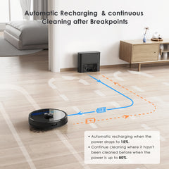 Lubluelu SL60 MAX Robot Vacuum Features a 2.5L Self-Emptying Station, Providing 60 Days of Hands-Free Cleaning. It Boasts a Powerful 4500 Pa Suction, Functions As Both a Vacuum Cleaner And Mop, Includes 24 No-Go Zones