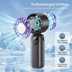 Portable Handheld Fan, 2-in-1 High-Speed Cooling Fan: Built-in Gel Ice Pack for summer, Perfect for Office, Travel & Outdoors