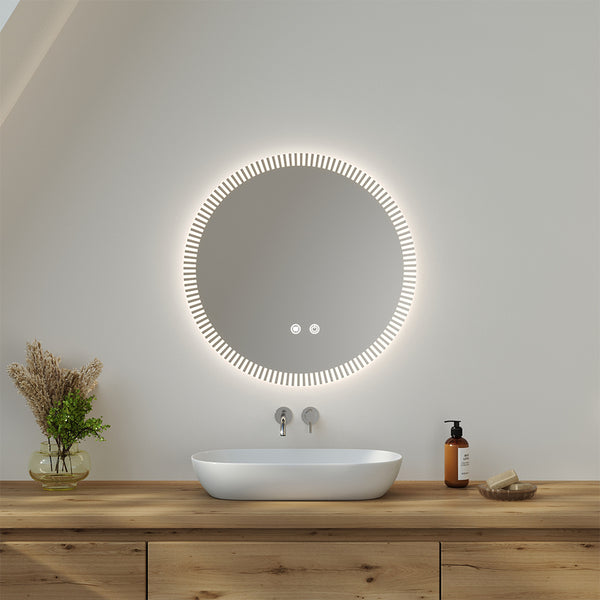 Round Wall-Mounted Bathroom Makeup Mirror, Frameless Glass Vanity Mirror for Hallways, Bathroom Accessories, Ideal Decorative Piece for Bedrooms, Dressing Rooms and Bathroom Vanity Units