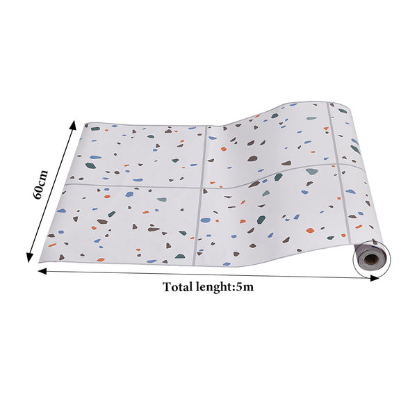 Terrazzo Matte Floor Wallpaper Peel and Stick Wall Tiles Contact Paper Vinyl Sticky Back Plastic for Countertops Waterproof Self Adhesive Removable Cabinets Kitchen Bedroom Furniture 60cm x 500cm