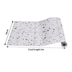 Terrazzo Matte Floor Wallpaper Peel and Stick Wall Tiles Contact Paper Vinyl Sticky Back Plastic for Countertops Waterproof Self Adhesive Removable Cabinets Kitchen Bedroom Furniture 60cm x 500cm