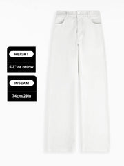 [Petite]KatchMe Women'S Wide Leg Jeans - Mid Rise Relaxed Fit Denim Pants, Soft Stretch Comfortable Trousers for Fall & Winter, Streetwear Casual Bottoms