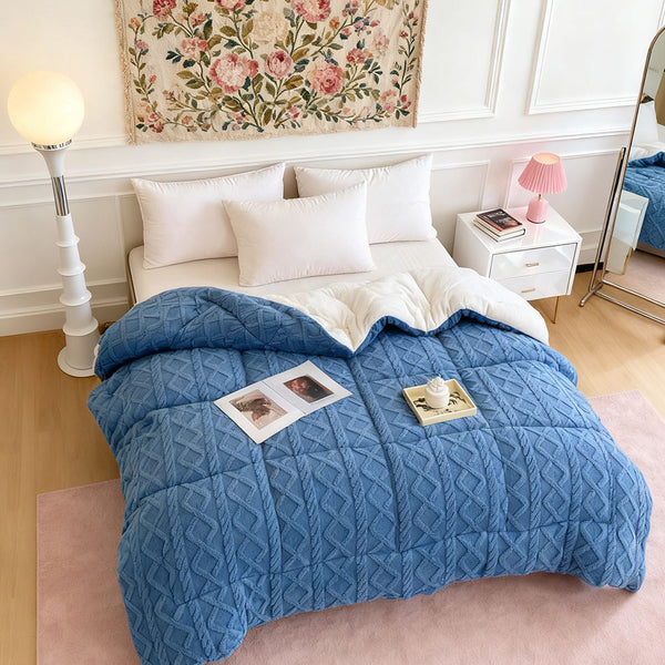 Luxury Taffeta Comforter Thick Warm Comforter, Heavy Warm Winter Comforter Core, Modern Ultra Soft Thick Weighted Blanket All Season Fluffy Fleece Quilt Beddin, Ideal Bedding Gifts for Christmas Mother's Day Valentine's Day Festival, Single Double King Su