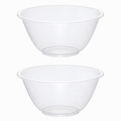 Set of 2 Clear 30cm Plastic Mixing Bowls – 7.0L BPA-Free Food-Safe Nesting Bowls for Kitchen Prep, Baking & Serving – Microwave & Dishwasher Safe Lightweight Bowls