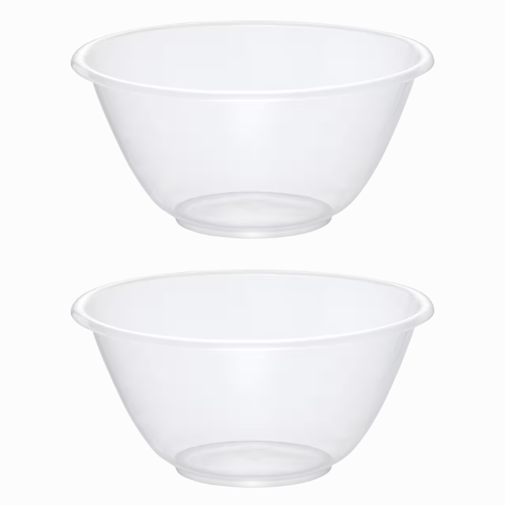 Set of 2 Clear 30cm Plastic Mixing Bowls – 7.0L BPA-Free Food-Safe Nesting Bowls for Kitchen Prep, Baking & Serving – Microwave & Dishwasher Safe Lightweight Bowls
