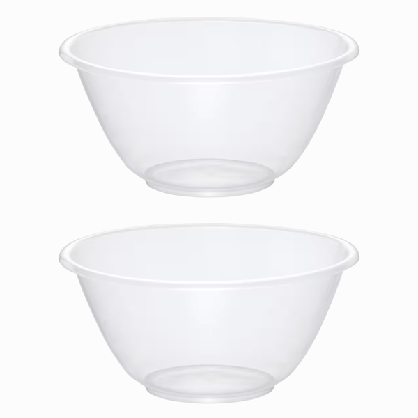 Set of 2 Clear 30cm Plastic Mixing Bowls – 7.0L BPA-Free Food-Safe Nesting Bowls for Kitchen Prep, Baking & Serving – Microwave & Dishwasher Safe Lightweight Bowls