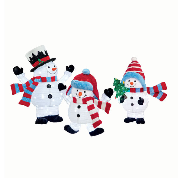 4Ft (1.2M) Snowman Family with LED Lights - Set of 3