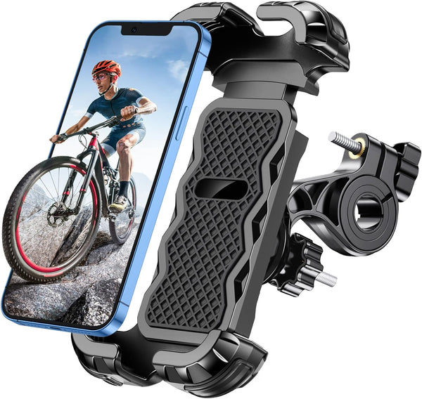 Glangeh Bike Phone Holder, [Secure Lock] 8S Quick Install Anti-Fall Motorbike Phone Holder, 360° Rotating Bike Phone Mount for 4.7”-6.8” Mobile Phones, Cycling Bikes Stand Fits Mountain/Scooter/Dirt