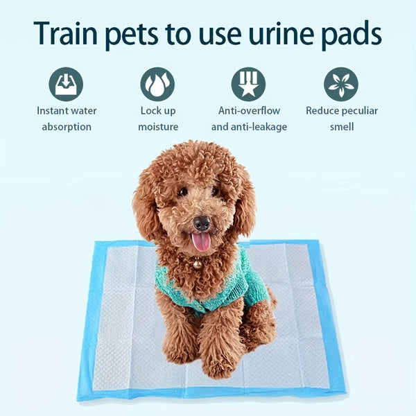 10/50/100pcs Super Absorbent Dog Diaper Mats, Leak-Proof, Quick-Dry Thick Deodorant Puppy Urine Pads Dog Toilet Mats For Potty Training Made of Polyester Fiber