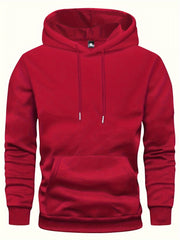 5pcs Men's Long Sleeve Sweatshirt Hoodie, Autumn/Winter Solid Color Plain Hooded Pullover with Drawstring Design and Kangaroo Pocket, Men's Casual Sportswear Top