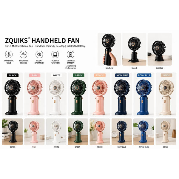 Rechargeable Handheld Fan Portable Mini USB Cooling Fan 5 Speed Silent Desktop Fan