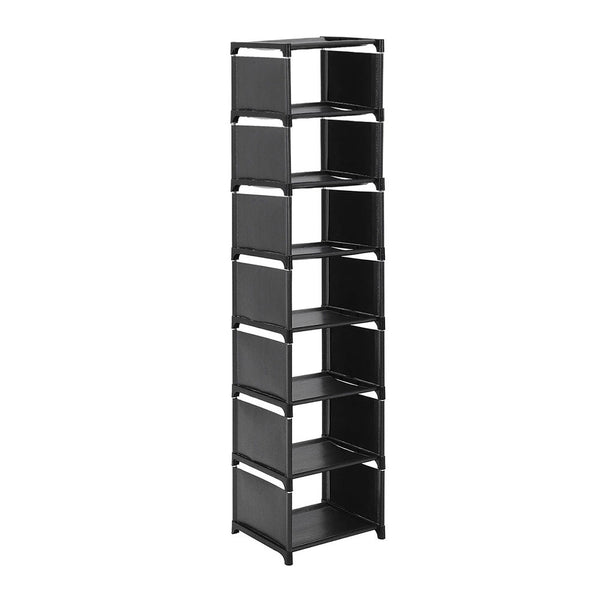 6/ 7/ 8 Tiers Metal Shoe Rack, Vertical Tall Narrow Shoe Rack Sturdy Free Standing Metal Shoe Shelf Storage Organizer, Multifunctional Shoe Cabinet, Space-saving Shoe Stand, Large Capacity Footwear Holder Corner Shoe Storage Rack for Closet Bedroom Entryw
