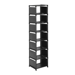 6/ 7/ 8 Tiers Metal Shoe Rack, Vertical Tall Narrow Shoe Rack Sturdy Free Standing Metal Shoe Shelf Storage Organizer, Multifunctional Shoe Cabinet, Space-saving Shoe Stand, Large Capacity Footwear Holder Corner Shoe Storage Rack for Closet Bedroom Entryw
