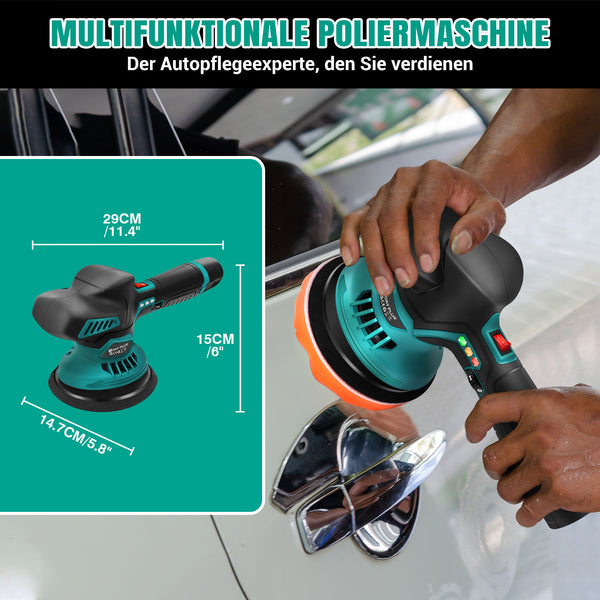 Cordless Car Buffer Polisher Machine Kit with 2X Rechargeable Batteries, 8 Variable Speed 2800-5500RPM, Portable Polishing Waxer for Detailing/Waxing Polishing Kit for Car Detailing Scratch Removing