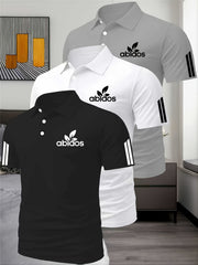Three-Piece Summer Men'S Polo Shirt, Top, Running, Sports, Gym Breathable, Quick-Dry, Business, Casual, Vacation Polo Shirt, Fashionable Short-Sleeve Golf Shirt