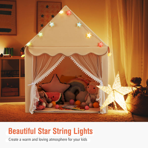 Large Kids Play House with Washable Mat and Star Lights