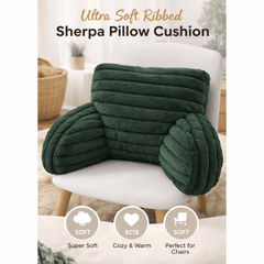 Teddy Fleece Reading Pillow with Arms Soft Backrest Support Cushion 65x40cm for Bed and Sofa in 4 Colours