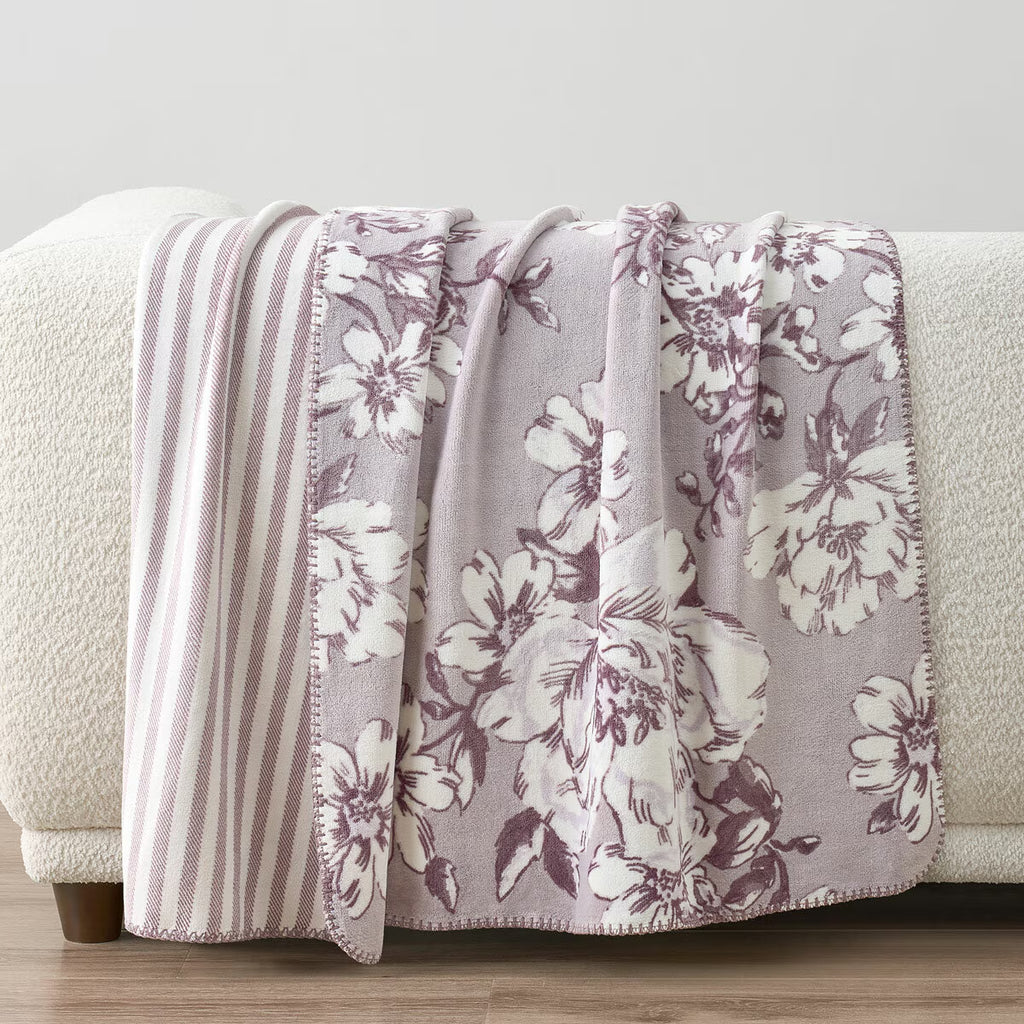 Casual Living Reversible Purple Plush Throw, 127 X 177 Cm