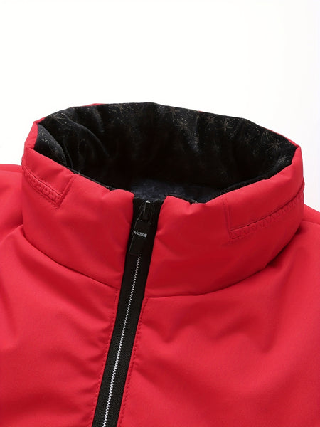 Men's Casual Collar Fashion Coat Men's New Young and Middle-aged Autumn and Winter Plus Velvet Padded Warm -padded Jacket.