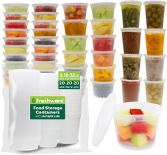 Freshware Food Storage Containers [50 Set] 16 Oz Plastic Deli Containers with Lids, Slime, Soup, Meal Prep Containers | BPA Free | Stackable | Leakproof | Microwave/Dishwasher/Freezer Safe