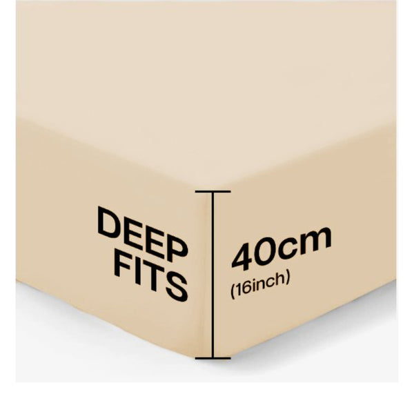 4B 40CM Extra Deep Fitted Sheets with All Around Elastic, Secure Fit for Thick & Pillow Top Mattresses, Wrinkle Resistant Bedding for Everyday Use, Easy Wash & Quick Dry, Smooth Finish for Modern Bedrooms, Durable Long Lasting Mattress Cover, Multiple Siz